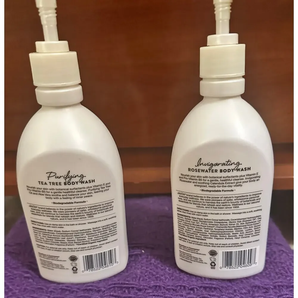 Jason Body‎ Wash 16 fl oz: Set of 2: Tea Tree and Rosewater NEW